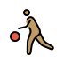 person bouncing ball, medium skin tone